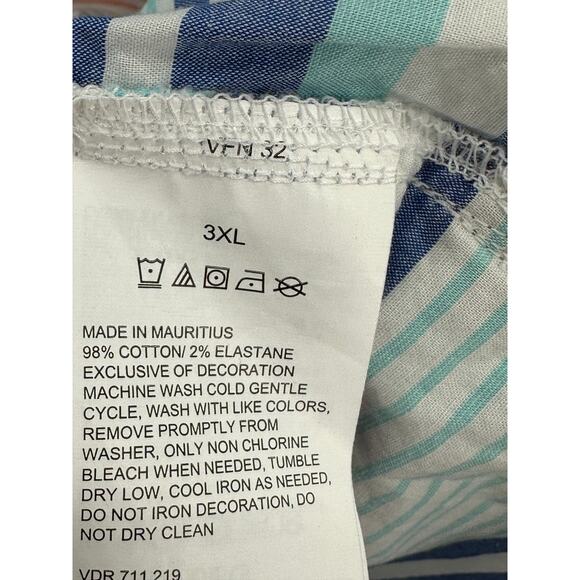 Nautica Blue Sail Aqua Sky Striped Button Down Shirt Men's Size 3XL NWT - Picture 7 of 8